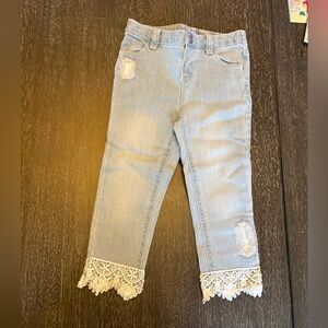 Kids Lace Trim Denim Jeans
